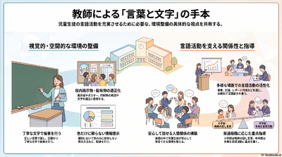 教師による「言葉と文字」の手本